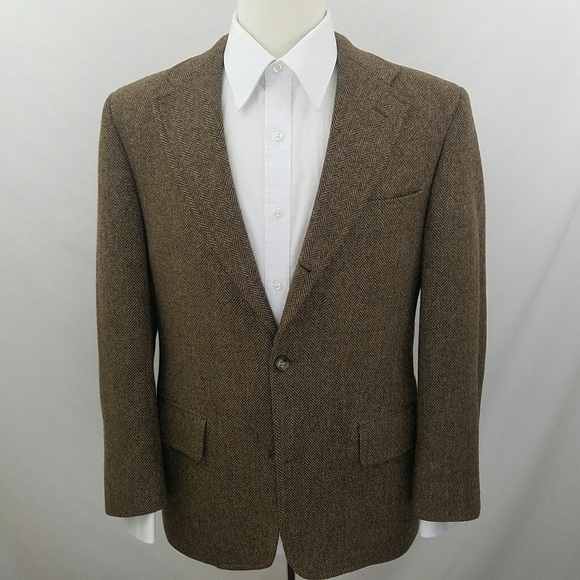 Vtg J. Press Tweed Herringbone Blazer Wool Jacket - Picture 3 of 9